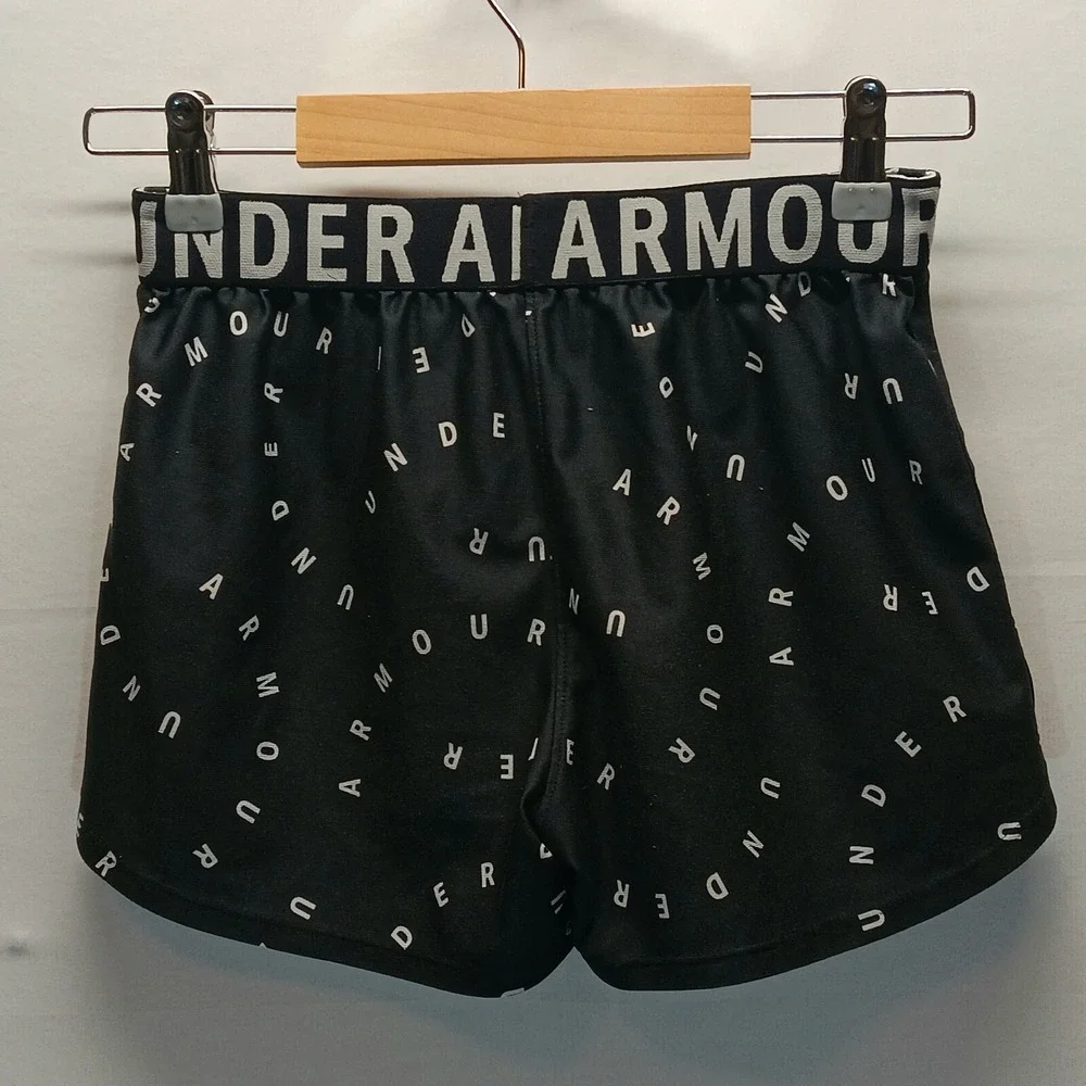Under Armour Activewear Shorts Girls Large Black White 3